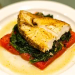 Heilbutt auf gegrilltem Wassermelone-Steak